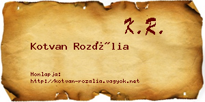 Kotvan Rozália névjegykártya